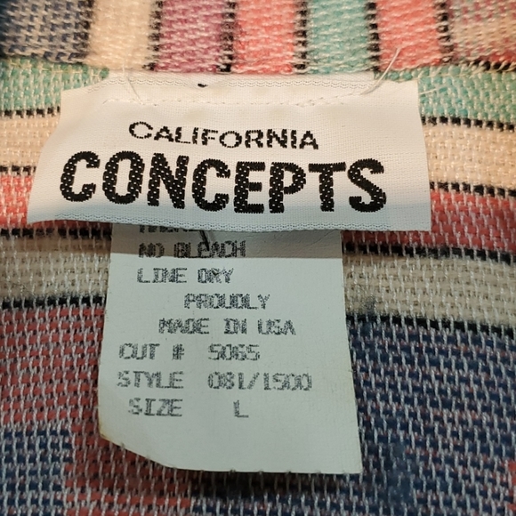 California Concepts Vintage Wool Blend Pastel Colorful Long Blazer Size Large - Picture 4 of 6